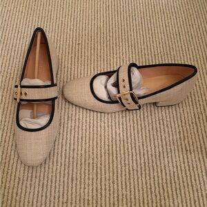 New J. Crew Linen and Leather Heels